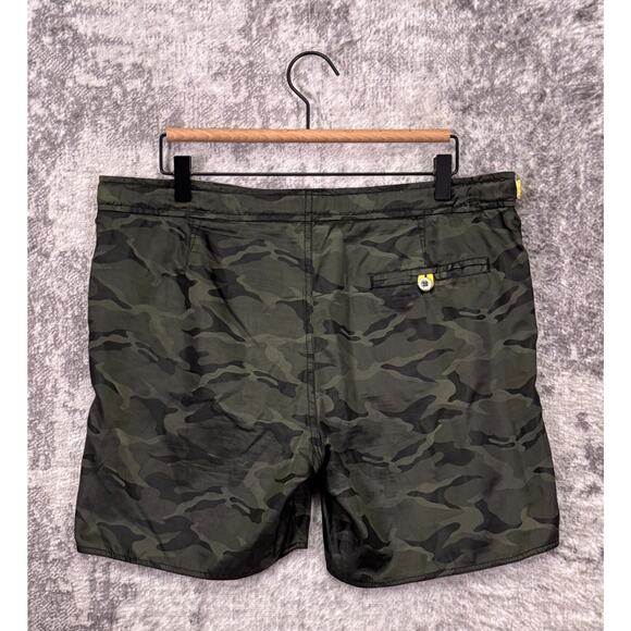 Parke & Ronen Swim Trunks 34 Mens Green Camouflage Mesh Liner 6" Swimwear - Picture 2 of 8